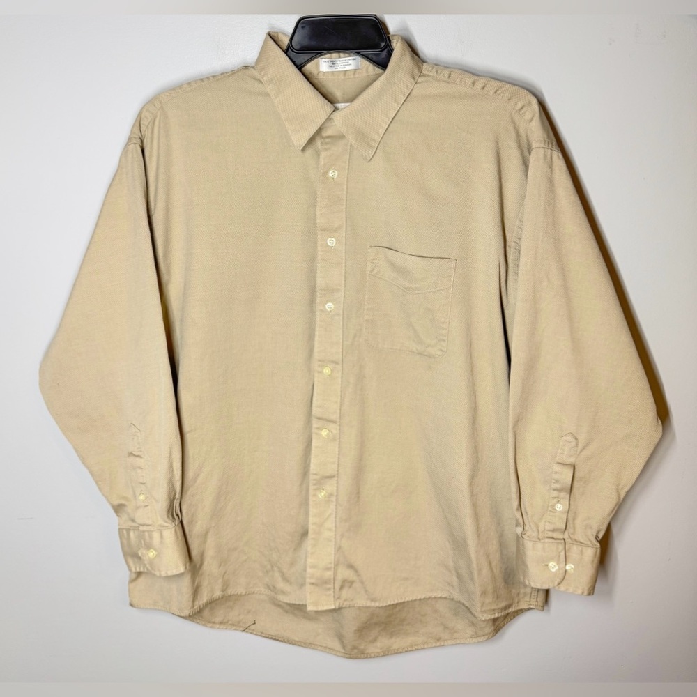 Louis Roth 1OO'S TWO-PLY QUEENS Cotton OXFORD Button Up Tan 18 32/33